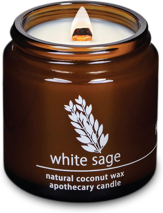 Hemlock Park Crackling Wood Wick Candle Handcrafted with Natural Coconut Wax (Small 4 oz, Sage)