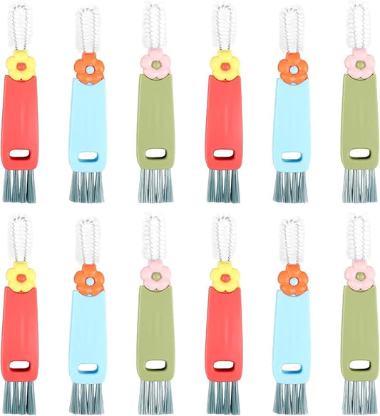 12 Pcs Cup Lid Cleaning Brush Multifunctional Bottle Gap Cleaner Brush 180° Rotatable Cup Lid Gap Cleaning Brush Set Hangable Cup Crevice Cleaner Portable 3 Colors Cup Lid Cleaner for Bottle Cleaning