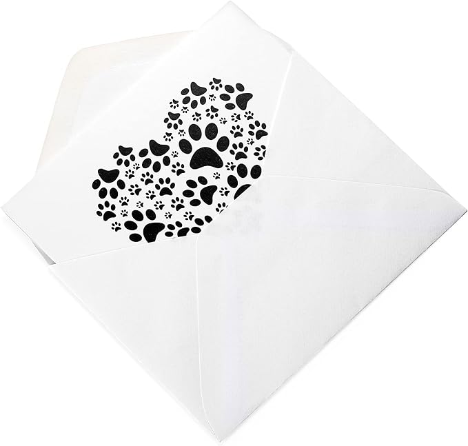 12 Paw Print Note Card Stationary - Thank You Cards With Envelopes- Dog, Cat, or Themed Blank Cards - Pet Sympathy Gifts for All Occasions -
