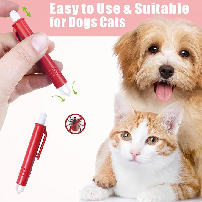 Tick Removal Tool for Dogs, Tick Tweezers Remover Tool Kit Quick Safe Tick Hook Flea Tick Tweezers Flea Comb Magnifying Glass for Dogs Cats
