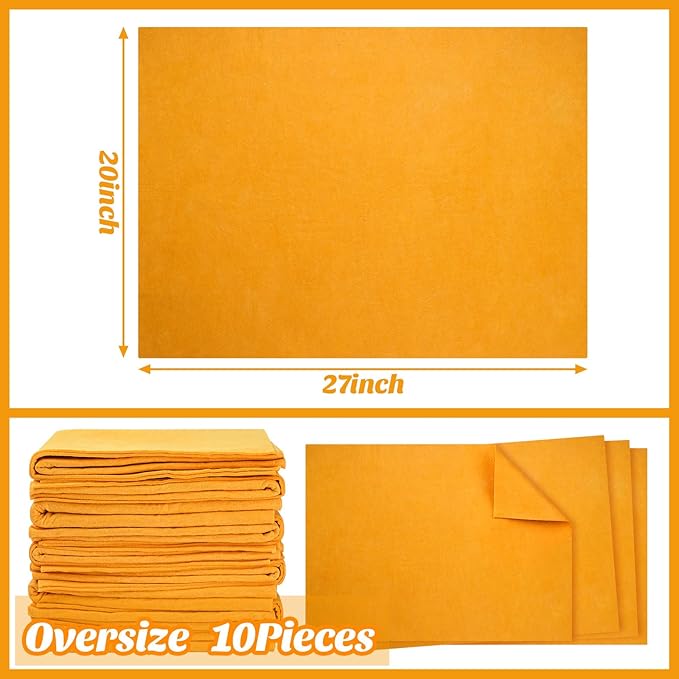 10 Pack Shammy Cloths Absorbent Cleaning Towels for Car Drying German Shammy Cloths Bulk Machine Washable Reusable Multi Purpose Orange Chamois Towels Anti Scratch for Home Cars Pet Wash