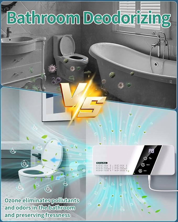 Cat Litter Deodorizer, Ozone Odor Eliminator for Strong Odor 99% Dog Odor Removal Air Ionizers with Negative Ion Air Purifier for Pets, Bedroom, Toilet, Kitchen, Smoke, Shoe, Travel, Car, Office