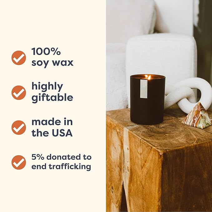 Calyan Wax Co. Soy Wax Candle, Apples + Maple Bourbon Scented Candle, 75 Hour Burn Time, Aromatherapy Soy Candles, Non Toxic & Vegan Soy Wax, Black Tumbler Scented Candles, 13oz