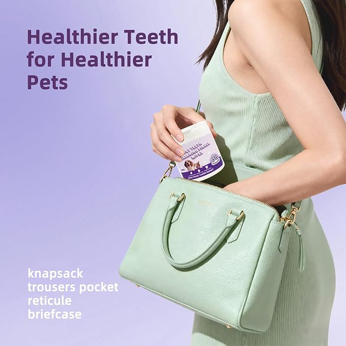 Cats Dogs Dental Care Finger Wipes - 50 PCS Tooth Brushing Kit Dental Wipes for Cats - Teeth Cleaning Finger Wipes for Dog & Cats - Reduces Plaque & Freshens Breath (CY_TeethWipes)