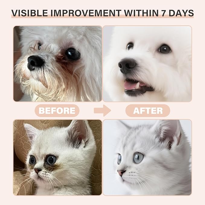 Tear Stain Remover Balm for Dogs & Cats with Pro Powder Brush – Natural Safe Gently Removes Eye Gunk & Stains – Great for White Dogs, Daily Eye Cleaning – Works Better with Pet Eye Wipes,1 oz