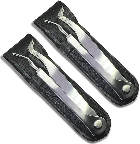 eTradewinds Tick Remover Tool | Tick-Off Pro | Hygienic All Stainless Steel Tick Removal Tool with Leather Case (2-Pack)