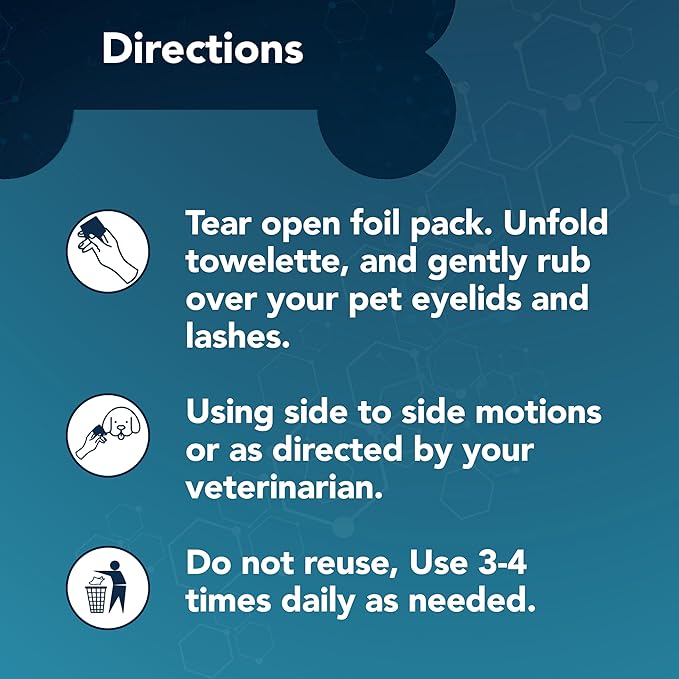 NOVEHA 60PCs - Dog Eye Wipes, Individually Packed Gentle Tear Stain Remover with Hyaluronic Acid, Refreshing Dog Eye Cleaner for Dirt & Discharge Removal