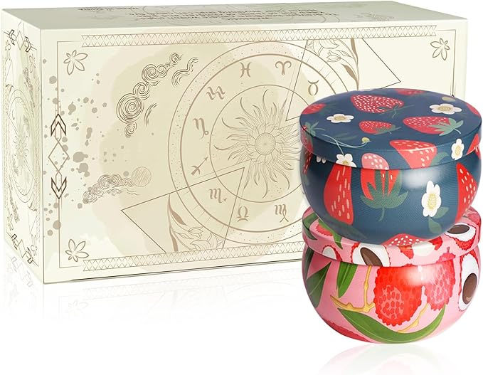 2Pack Scented Candle-2.2oz Aromatherapy Candles,Long Lasting Burn-Strawberry and Litchi Scented Candle Gifts for Man,Women,Soy Wax Candle Prefect for Home Decor, Stress Relief