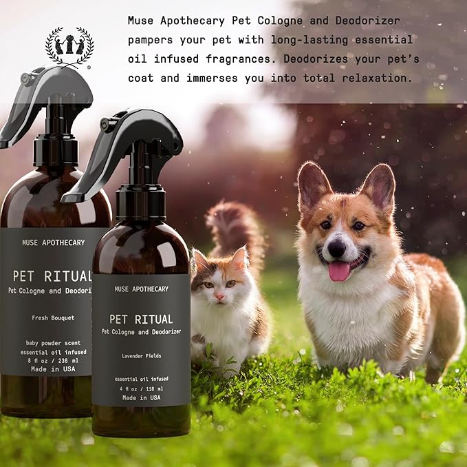 Muse Apothecary Pet Ritual Pet Cologne Spray for Dogs - Dog Perfume Spray Long Lasting After Bath - Pet Perfume for Dogs - Essential Oils Infused - 8oz, Lavender Fields