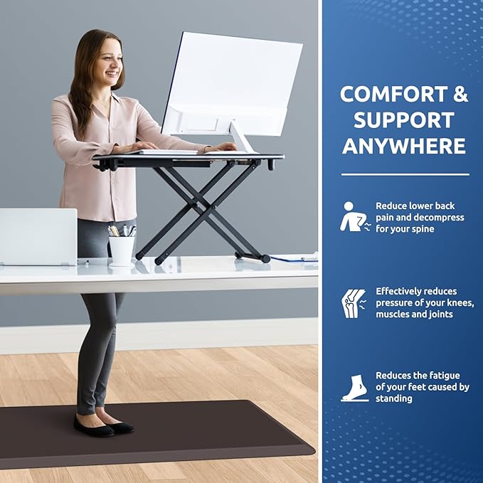 KitchenClouds Kitchen Mat Cushioned Anti Fatigue Rug 24"x70" Waterproof, Non Slip, Standing and Comfort Desk/Floor Mats for House Sink Office (Chocolate)