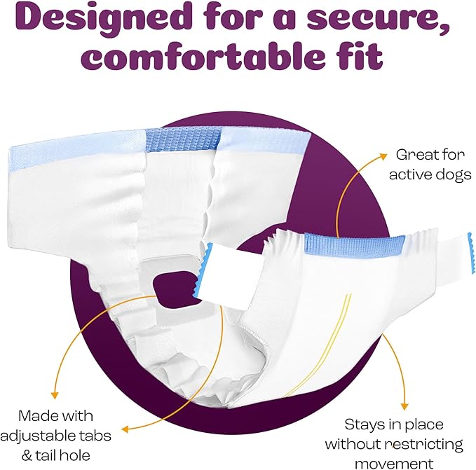 Inspire Pet Care Dog Diapers Female Dogs | Bulk Value Doggie Incontinence, Accidents, for Heat, Pee or Period and Housebreaking (Medium (48 Count))