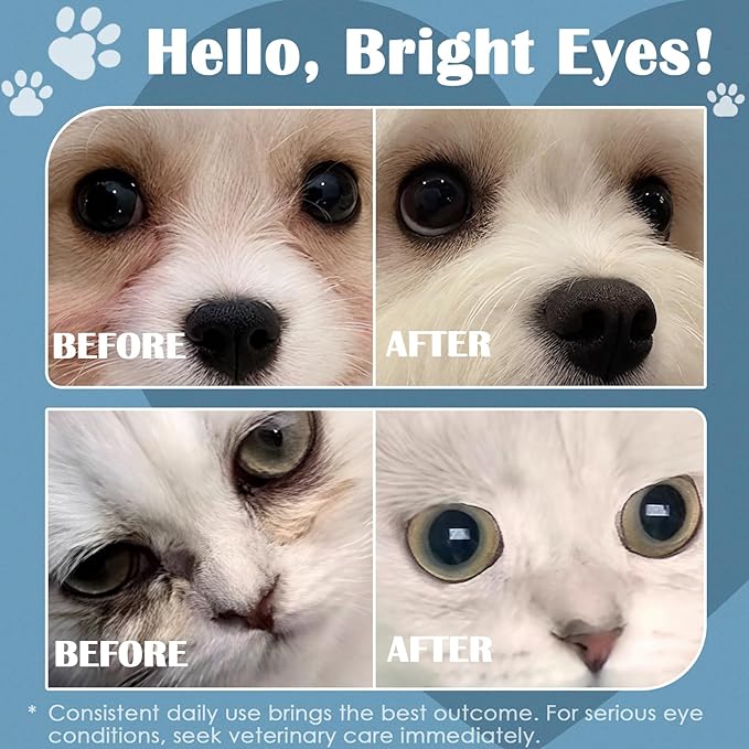 Dog Eye Drops, 2 x 50ml Gentle Eye Drops for Dogs & Cats with Honeysuckle Extract, Dog Eye Infection Treatment, All Natural Pet Tear Stain Remover for Dogs Eye Wash, Soothe Discomfort & Irritation