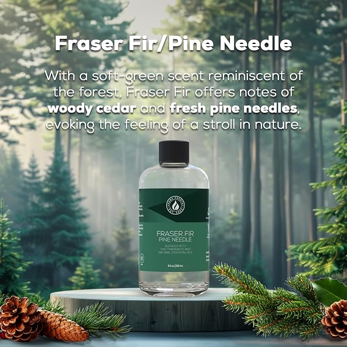 Aroma Country Fraser Fir Diffuser Oil - Luxury Essential Oils for Diffuser Refill & Air Freshener Room Spray - Long-Lasting & Natural Home Fragrance, Pine Needle Scented Oil for Diffusers (8.5 Fl. oz)