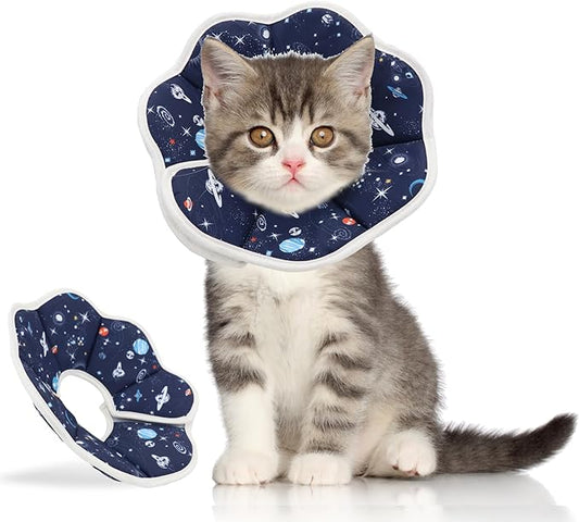 Soft Cat Cone, Adjustable Recovery Collar After Surgery to Prevent Licking Wound, Protective Cat Neck Cone, Comfortable Pet Elizabethan Collar for Cats Kittens and Puppies (X-Small)