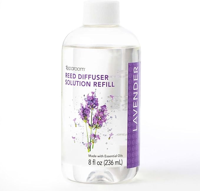 SpaRoom Reed Diffuser Oil Refill – Lavender Scent, 8oz Bottle for Home Fragrance, Calming and Relaxing Blend for Bedroom, Bathroom, or Office, Long Lasting Air Freshener, Aromatherapy Use