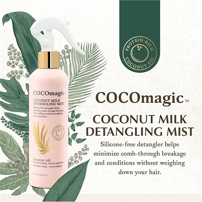 Cocomagic Coconut Milk Detangling Mist | Extra Moisturizing Leave-in Detangler | Restore Vibrancy and Boost Shine | Non-Greasy Formula | Paraben Free, Cruelty Free, Made in USA (8 oz, 2 Pack)
