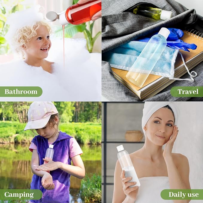 2 Pack 8 oz Travel Squeeze Bottles with Flip Caps Refillable Empty Plastic Containers for Toiletries Shampoo Lotions Oils
