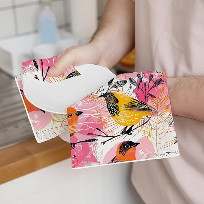 2 Pcs Abstract Bird Kitchen Towels, Colorful Art Decorative Absorbent Microfiber Dish Cloth Tea Towel, Waffle Soft Hand Towels for Farmhouse Home Bathroom, Housewarming Gifts
