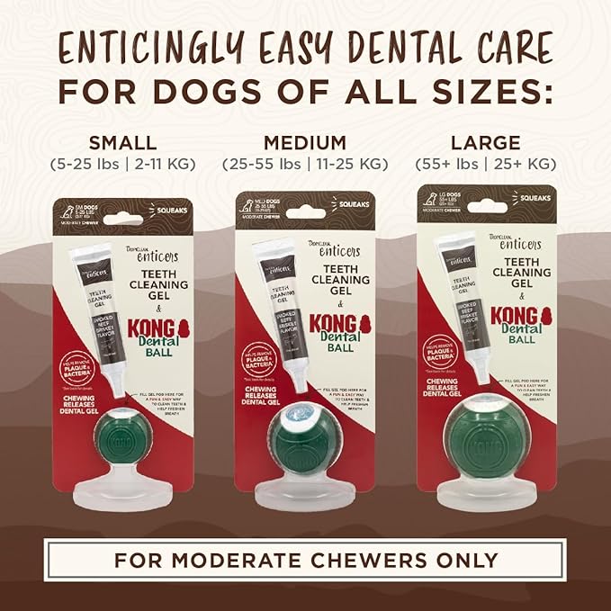 TropiClean Enticers Teeth Cleaning Gel for Kong Dental Ball | Refill Dental Gel | 3 Count Variety Pack | .5 oz Each