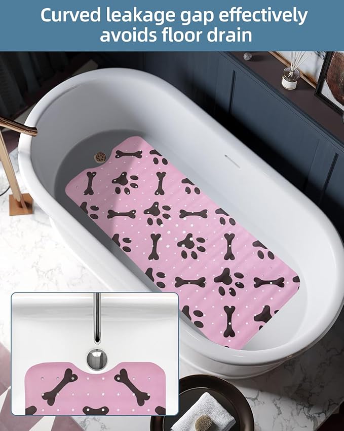 Dog Bath Mat for Tub Non-Slip Pet Bathtub Mat Fast Dry Dog Shower Attachment Mat Senior Friendly Dog Bath Supplies (Pink