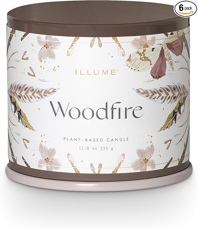 Illume Woodfire Candle | Tin | 11.8 oz | Pack of 6
