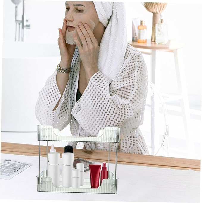 BESTOYARD 2tier Bathroom Countertop Organizer Tray Makeup Brush Organizer Over Toilet Storage