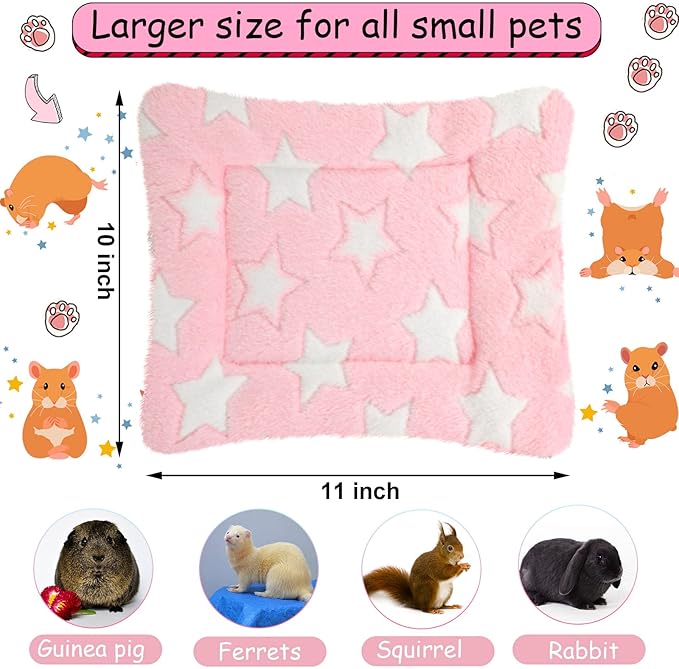 Jetec 3 Pcs Bunny Guinea Pig Beds Soft Bunny Mats Warm Guinea Pig Mat Small Animal Winter Bed Pads Fleece Sleeping Pads for Indoor Rabbit Hamster Squirrel Hedgehog Chinchilla Ferret(Star)