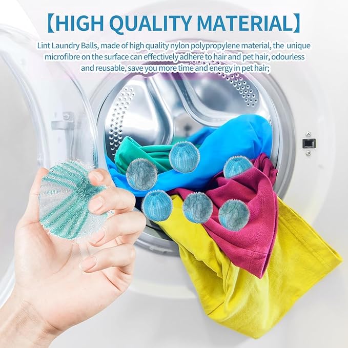 Upgrade 12 PCS Pet Hair Remover for Laundry, Reusable Dog & Cat Hair Remover for Laundry, Washing Machine Pet Hair Catcher for Clothes, Bedding, Gentle on Fabrics (Light Blue + White)
