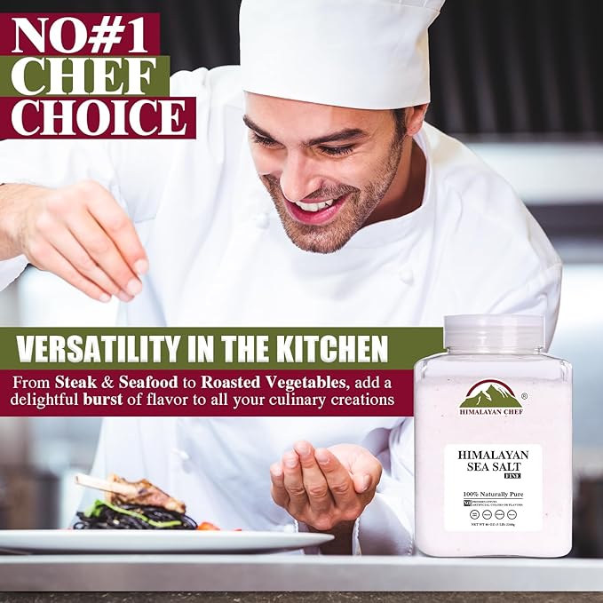 Himalayan Chef Sea Salt Fine Grain Himalayan Salt, 5 lbs Bulk Bag - 100% Natural, Unrefined, Kosher, Rich in 84 Organic Minerals for Cooking, Seasoning