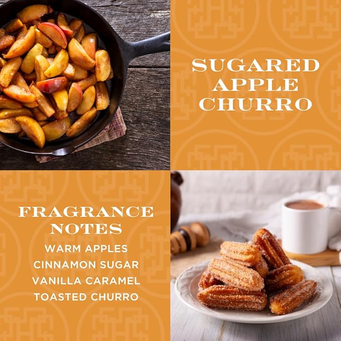 HomeWorx by Slatkin & Co Premium Scented 4-Wick Candle, Sugared Apple Churro - 18 oz - Long-Lasting Jar Candle, 30-55 Hours Burn Time - Notes of Warm Apples, Cinnamon Sugar, Vanilla Carmel & Churro