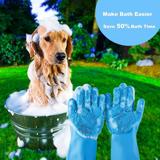 4PCS Dog Scrubber for Bath, Dog Washing Glove & Dog Shampoo Brush Scrubber, Dog Bath Brush Supplies Cat Shower Brush for Bath, Massage and Pet Grooming