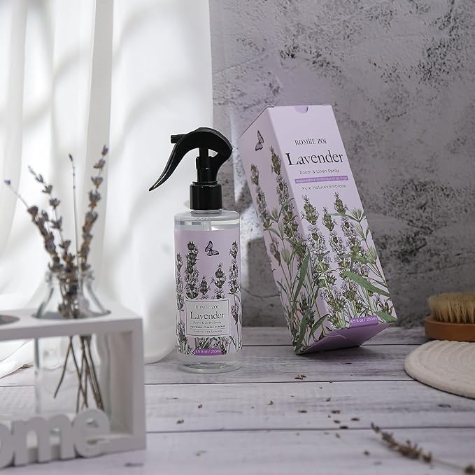 ROMIIE ZOI Linen & Room Air Freshener Spray Room Mist, with Natural Plant Extract, Lavender Scent, 8.5 FL OZ.