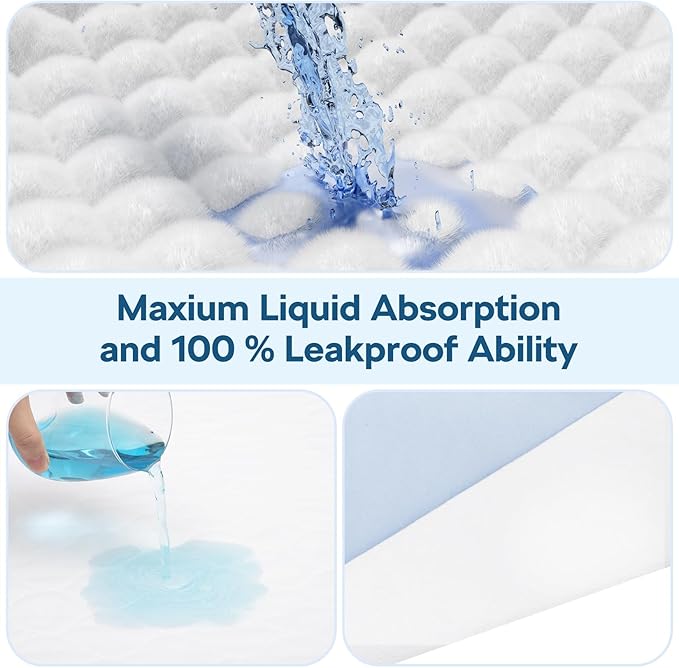 4 Pack 36" x 38" Large Absorbency Incontinence Bed Pads - Quick Drying Washable and Reusable Underpads for Kids, Adults, Elderly Dogs and Pets, Pee Mattress Protective Pad for Bed, Couch, Sofa, Floor