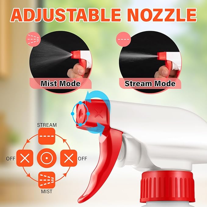 DIYSELF 16oz Spray Bottles 4 Pack, Heavy Duty Refillable Spray Bottles for Cleaning, Plants, and Pets, Chemical Resistant Spray Bottle with Adjustable Nozzle, Squirt Bottles for Multiple Uses