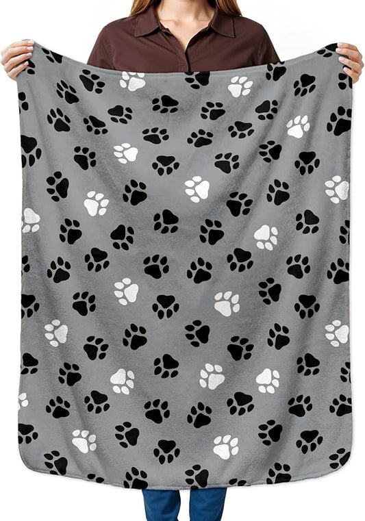 HIWX Dog Kids Blanket, Dog Lovers Gifts Blankets, Puppy Paws Throw Blanket for Kids Girls Boys Nursery Toddler Room Bedroom Home Living Room Office Couch Bed Decor, Pet Lover Owner Gifts, 40x30 Inches