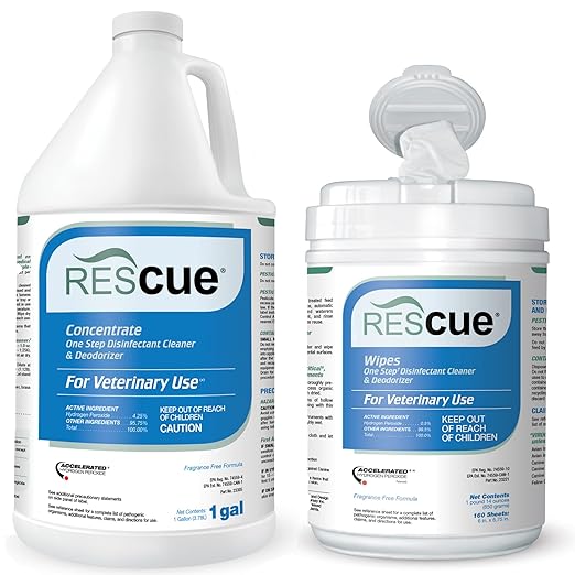 REScue Canister Wipes & Gallon Concentrate – Disinfectant Cleaner for Vet Use, Designed to Clean Kennels, Litter Boxes & More
