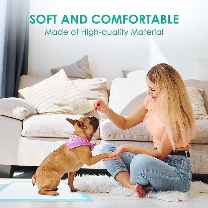 JollyMate Punny Pee Pads 22"x22", 100 Pack Strong Absorption & Leak-Proof Dog Pee Pads, Waterproof and Quick-Dry Pee Pads for Dogs and Cats, Rabbits