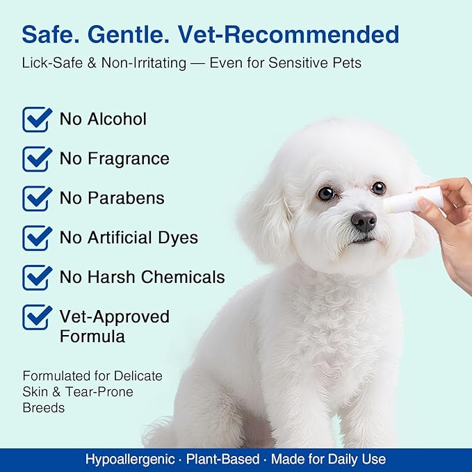 Tear Stain Remover Balm for Dogs & Cats – Vet-Recommended Natural Eye Stain Cleaner Stick, Gentle & Safe Formula – Removes Tear Stains & Prevents New Ones Pet Eye Cream Cleaner for Wrinkle, Face