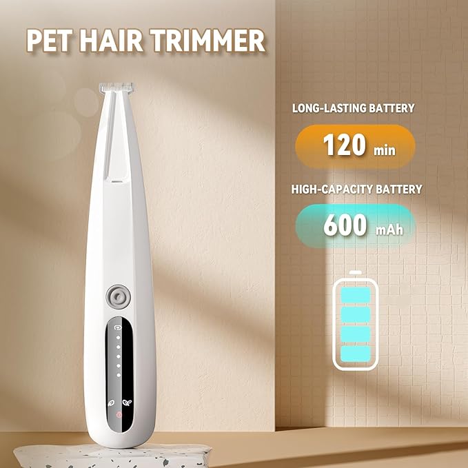 2025 New Pet Precision Trimmer, Dog Paw Trimmer with LED Light, Low Noise, IP68 Waterproof, Dual-Speed Motor, Suit for Trimming Paw, Ear, Face, Butt, Eyebrows, USB Rechageble