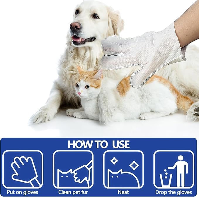 HONGYEE【4 Packs/24 Sheets】Pet Thick Glove Wipes, Disposable Pet Cleaning Wipes, Odorless and Fragrance-Free, Suitable for Daily Care, Cleaning, and Grooming of Dogs and Cats