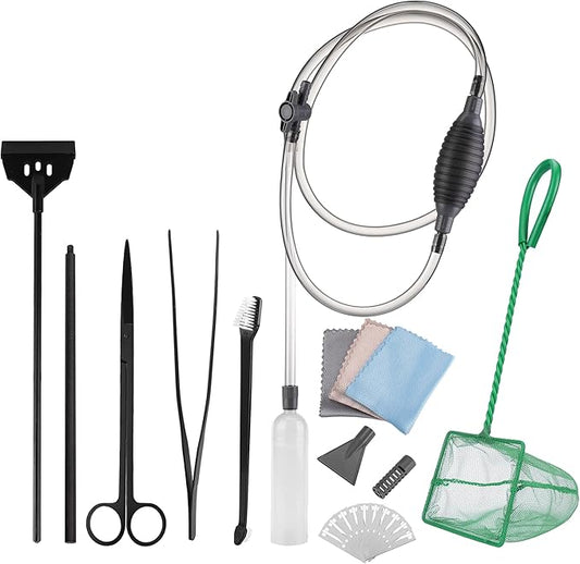 7 Pieces Fish Tank Vacuum Gravel Cleaner Kit with Aquarium Cleaning Kit, Gravel Vacuum for Aquarium Water Change and Remove Dirt Sand