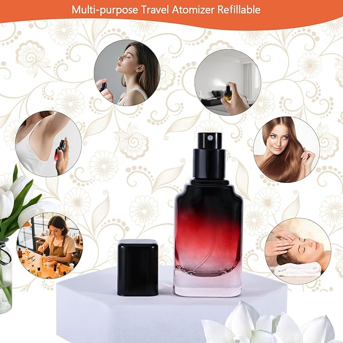 Perfume Bottles Empty Glass Atomizer Sprayer, 3 Pack 20ml Refillable Travel Spray Bottle for Fragranc or Essential Oil, Portable Cologne Atomizers with Dispensing Kit for Handbag, Date