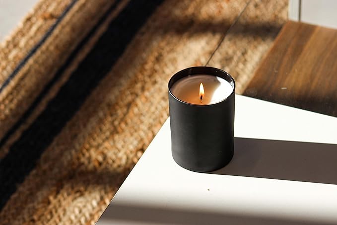 Calyan Wax Co. Soy Wax Candle, Fir + Clove Scented Candle, 75 Hour Burn Time, Aromatherapy Soy Candles, Non Toxic & Vegan Soy Wax, Black Tumbler Scented Candles, 10.2oz