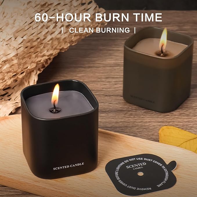 Scented Candles for Men - 3 Pack Vanilla Teakwood Mens Candles Gift Set | Essential Oil Soy Wax Candle | Luxury Masculine Gifts for Him, Husband, Boyfriend