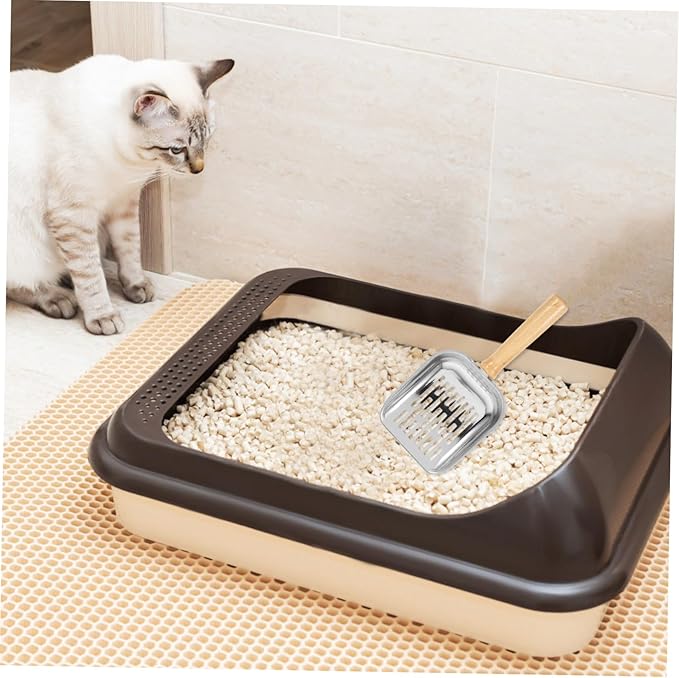 HEMOTON Heavy Duty Metal Cat Litter Scoop with Long Handle Non-Stick Stainless Steel Poop Scooper for Litter Box