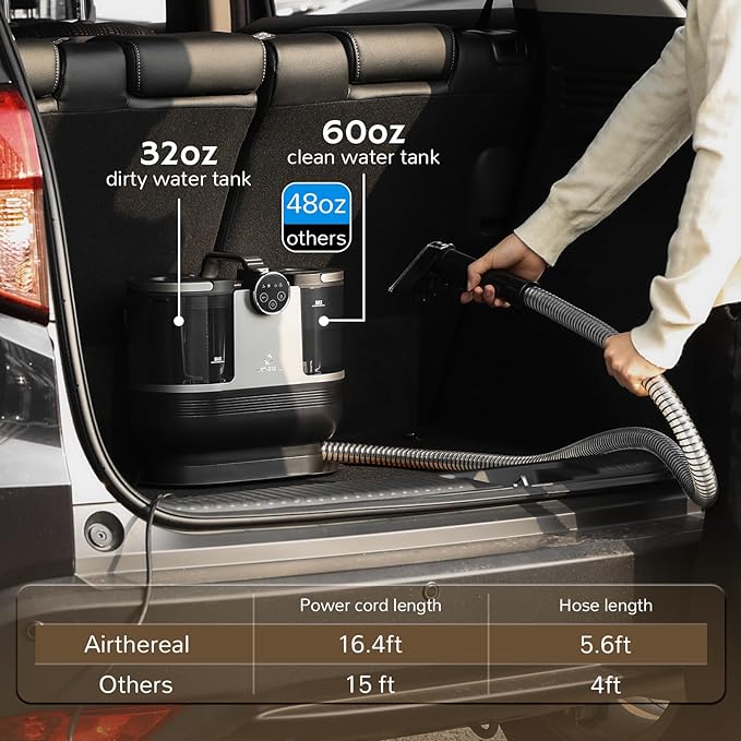 Airthereal S1 Carpet Cleaner Machine, Instant Heating Portable Upholstery Spot Cleaner, Shampooer Machine with Self-Cleaning, 14 Kpa Stain Remover Deep Cleaner for Pets, Stairs, Car Seat and Couch