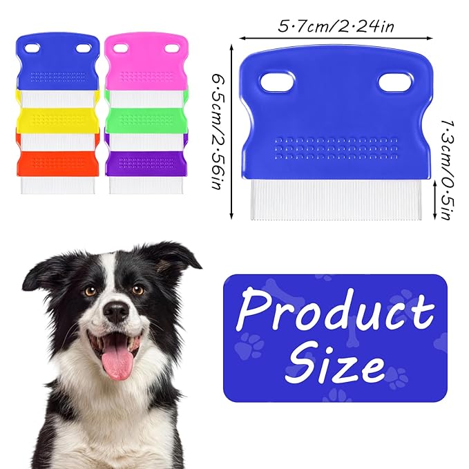 Eye Comb for Pets, 6 Pcs Flea Lice Comb Professional Pet Tear Stain Remover Dog Cat Grooming Combs Stainless Steel Combs Dematting Tool for Small Medium Pets