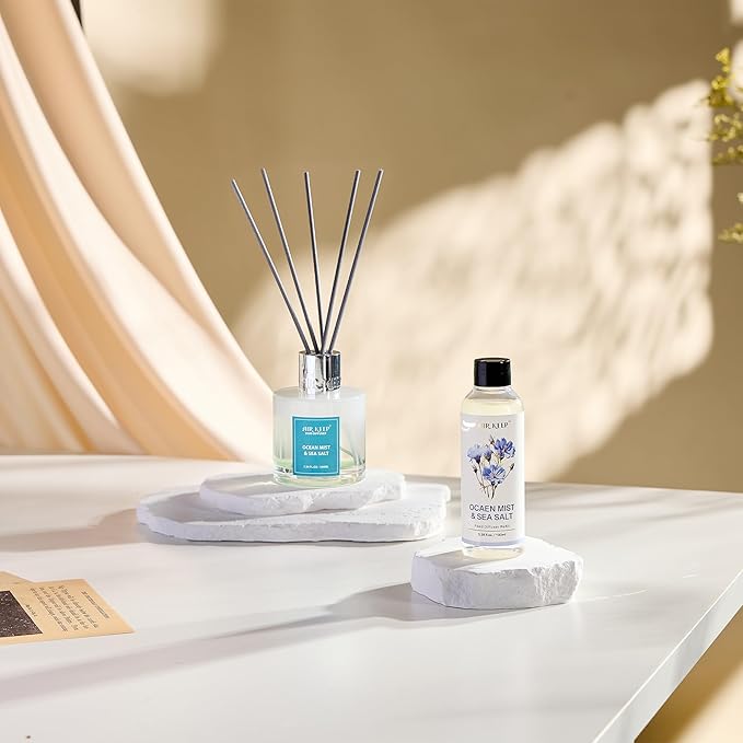 Airkeep Reed Diffuser Oil Refill/Ocean Mist&Sea Salt/3.38 oz(100ml)/2 Pack/Scented Oil Refill for Reed Diffuser Home Fragrance for Bedroom, Bathroom Office Home Decor