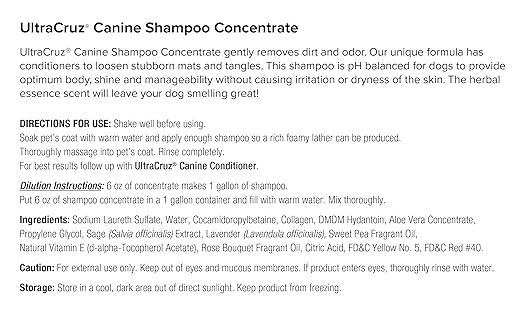 UltraCruz® Canine Shampoo Concentrate, 5 gallons