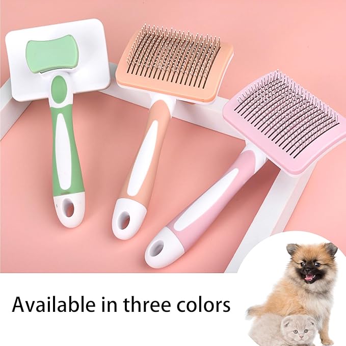 Slicker Brush for Dogs & Pet Comb, Flea Comb for Cats Dogs Brush, Dog Grooming Kit - Deshedding Brush, Pet Hair Removal Comb, Professional Dog Grooming Brush, to Effectively Remove Tangles (Orange)